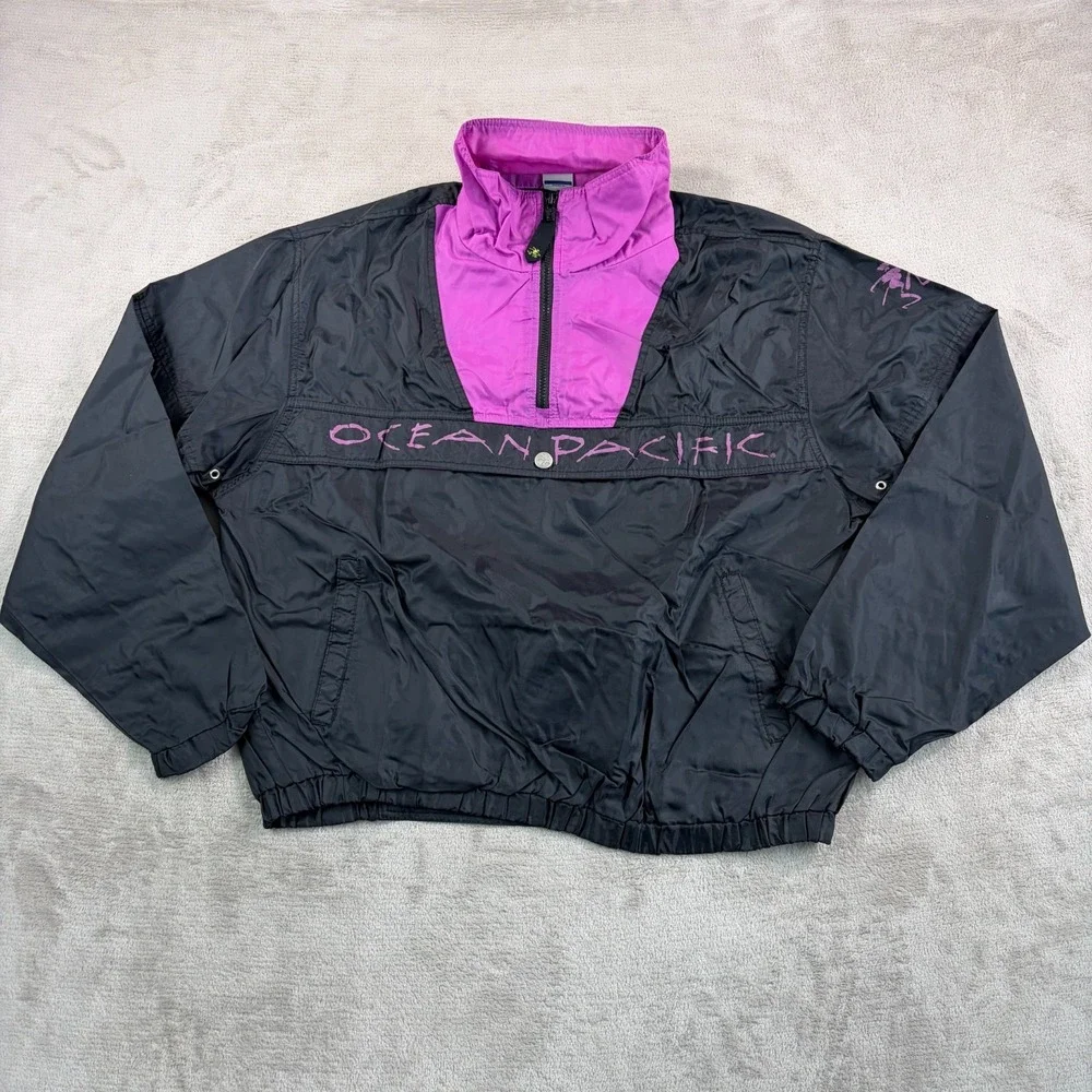 Vintage 90s OP Ocean Pacific Opac Colorblock Windbreaker‎ Jacket Men XL Black